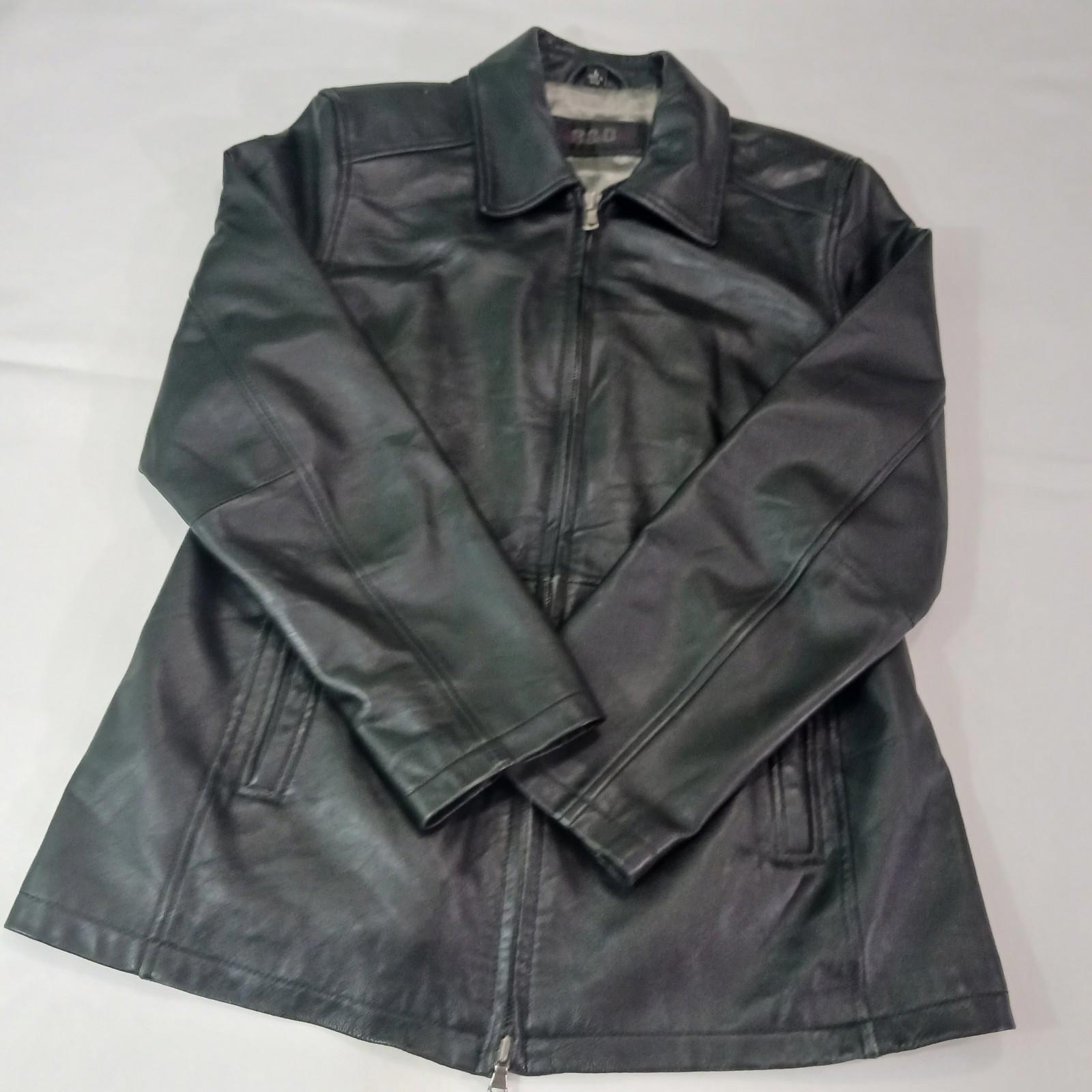 RO Reilly Olmes Leather Jacket Womens Large Zip Front Black Quilted Lining